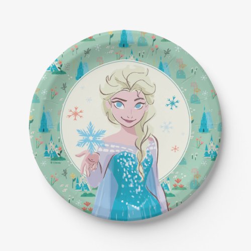Disneys Elsa from Frozen Floral Girls Birthday  Paper Plates