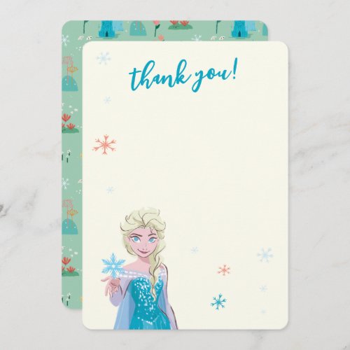 Disneys Elsa from Frozen Floral Girls Birthday  Thank You Card