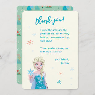 Disney's Elsa from Frozen Floral Girls Birthday Thank You Card