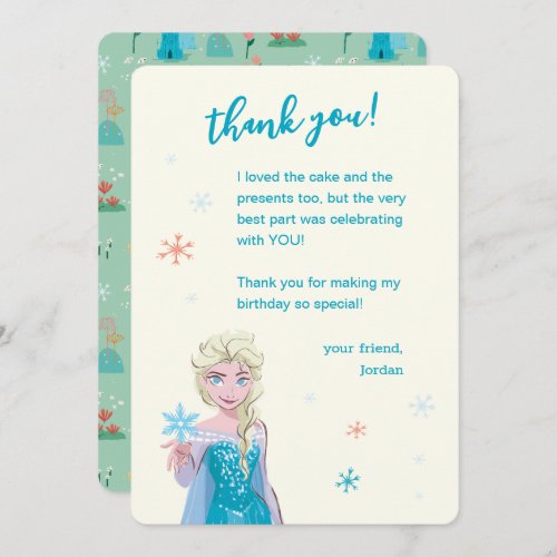 Disneys Elsa from Frozen Floral Girls Birthday  Thank You Card