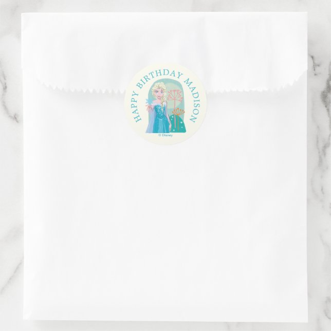 Disney's Elsa from Frozen Girls Birthday  Classic Round Sticker (Bag)
