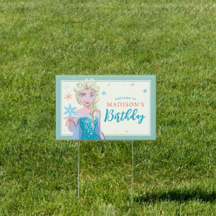 Disney's Elsa from Frozen Welcome Girls Birthday  Sign