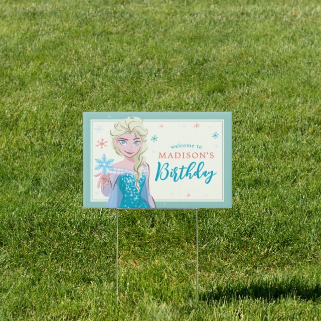 Disney's Elsa from Frozen Welcome Girls Birthday  Sign (Insitu)