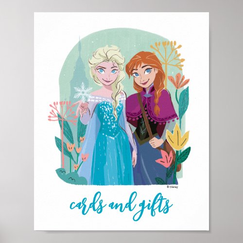 Disneys Frozen Anna  Elsa Birthday Card Table Poster