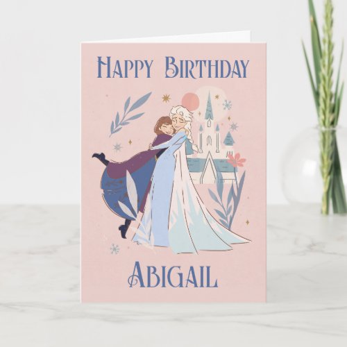 Disneys Frozen Anna  Elsa Floral Birthday Card