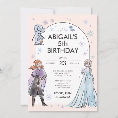 Disneys Frozen Anna Elsa  Olaf Girls Birthday Invitation