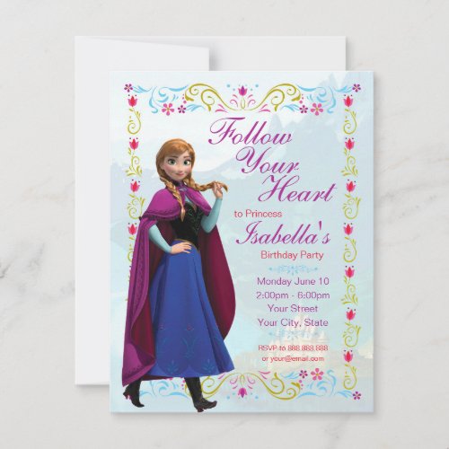 Frozen Anna Birthday Party Invitation