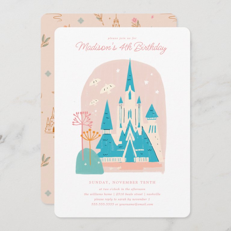 Disney&#39;s Frozen Arendelle Castle Girls Birthday Invitation