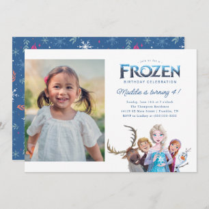 Disney's Frozen Characters Birthday - Photo Invitation