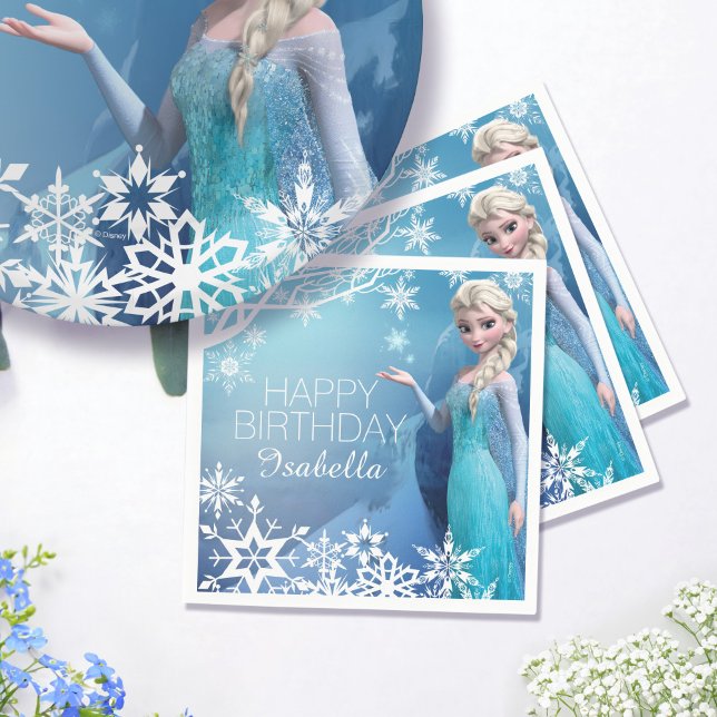 Disney's Frozen Elsa Birthday Paper Napkins (Napkins on table)