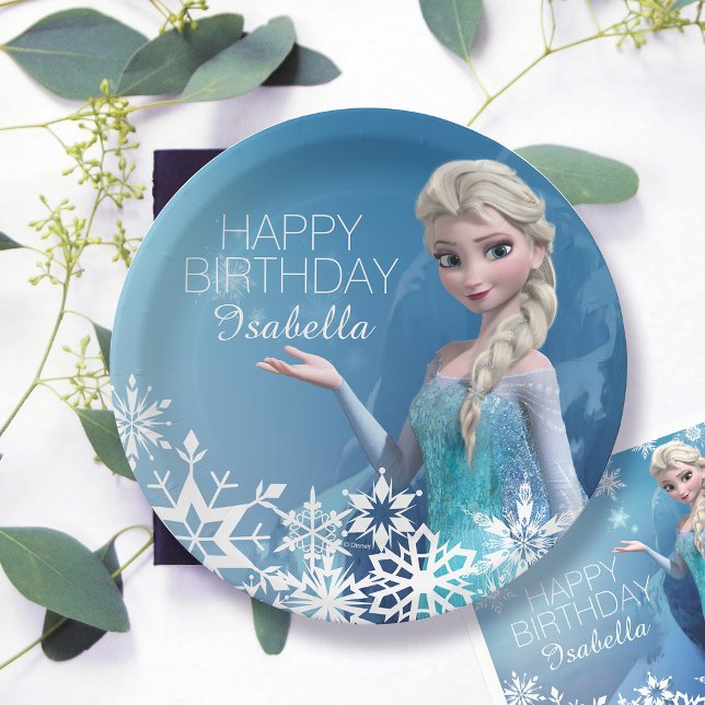 Disney's Frozen Elsa Birthday Paper Plates (Plate on table)