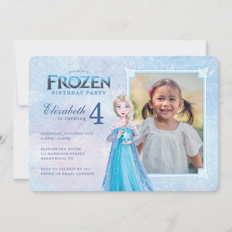 Disney&#39;s Frozen Elsa Birthday - Photo Invitation