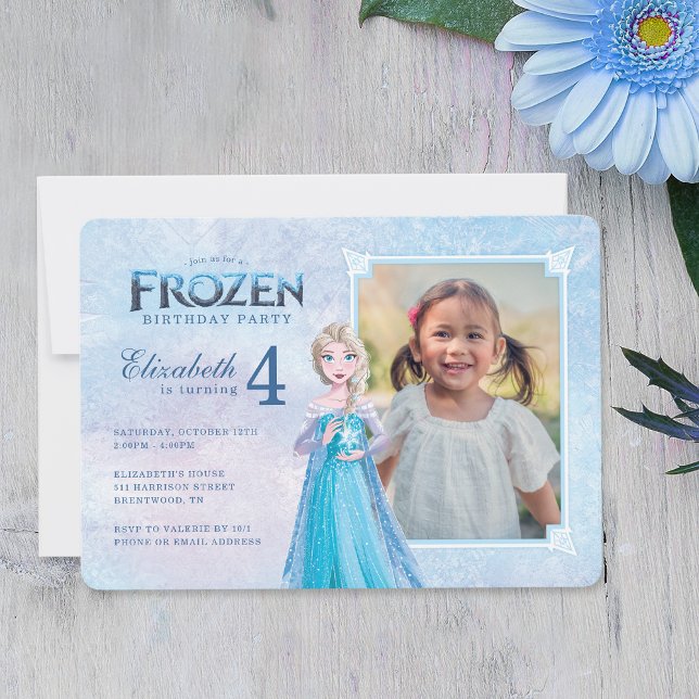 Disney's Frozen Elsa Birthday - Photo Invitation (Invitation on table)