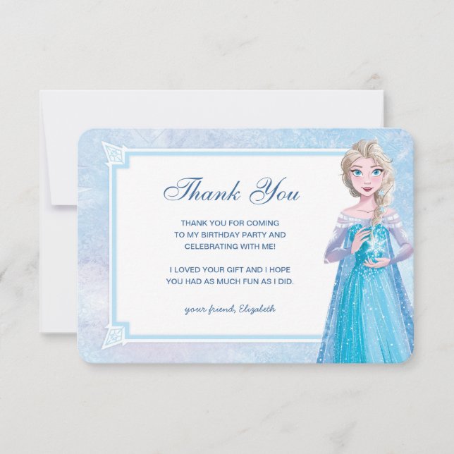Disney's Frozen Elsa Birthday Thank You Invitation (Front)