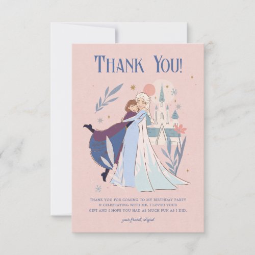 Disneys Frozen Floral Girls Birthday Thank You Card