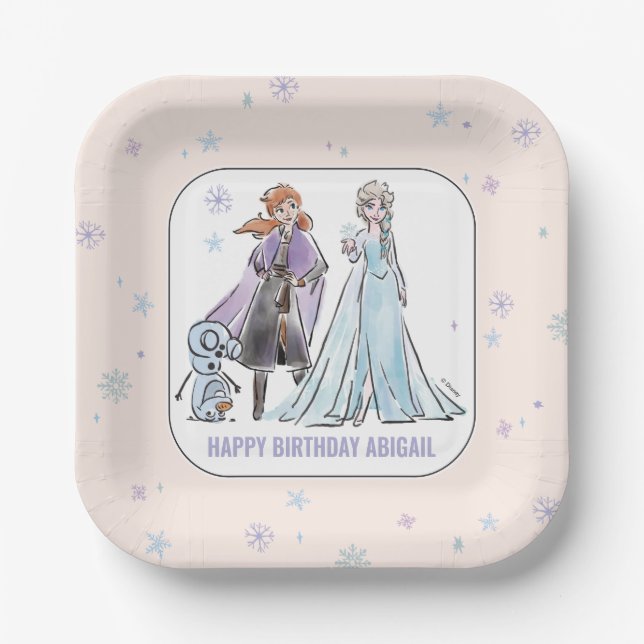 Disney's Frozen Girl's Snowflake Birthday  Paper Plates (Front)