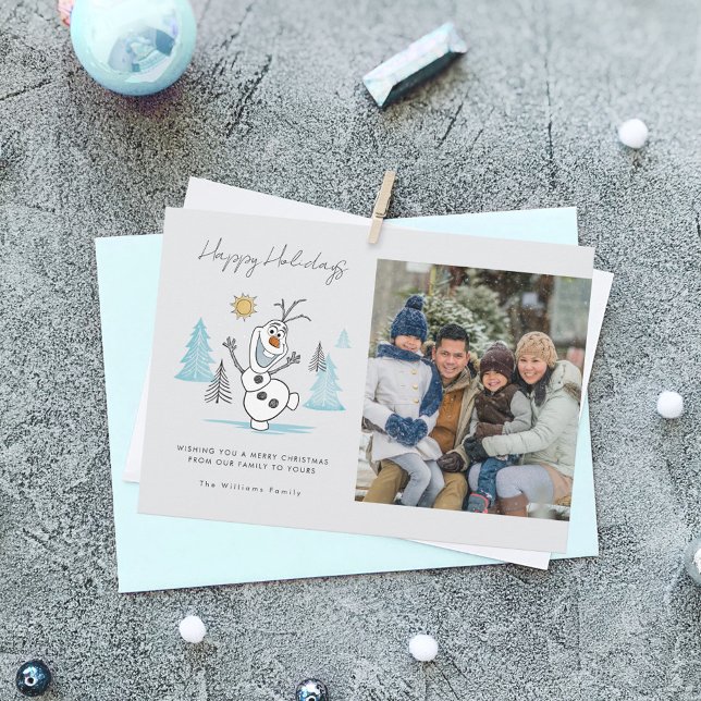 Disney's Frozen Holiday Winter Olaf Photo Card (Card on table)