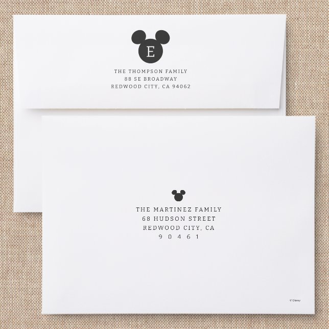 Disney's Iconic Mickey Mouse Monogram Addressed Envelopes (Linen)