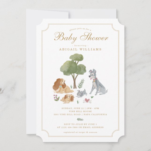 Disney's Lady and the Tramp Baby Shower Invitation (Front)