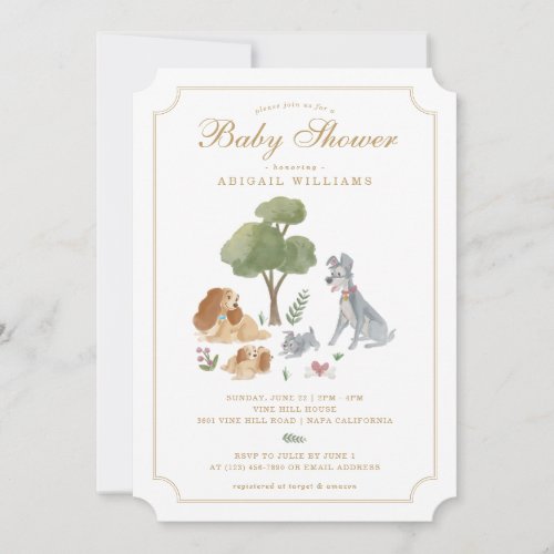 Disneys Lady and the Tramp Baby Shower Invitation