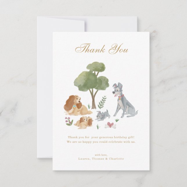 Disney's Lady and the Tramp Baby Shower  Thank You Card (Front)
