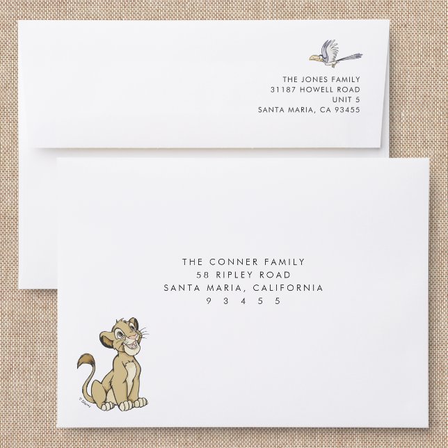 Disney's Lion King Addressed Envelopes (Linen)