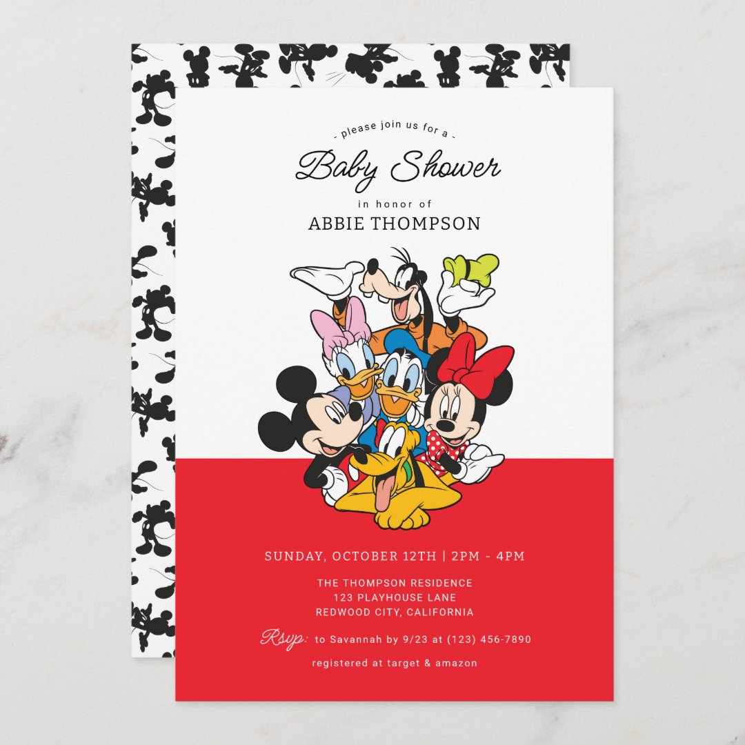 Disney's Mickey and Friends Baby Shower Invitation (Front/Back)