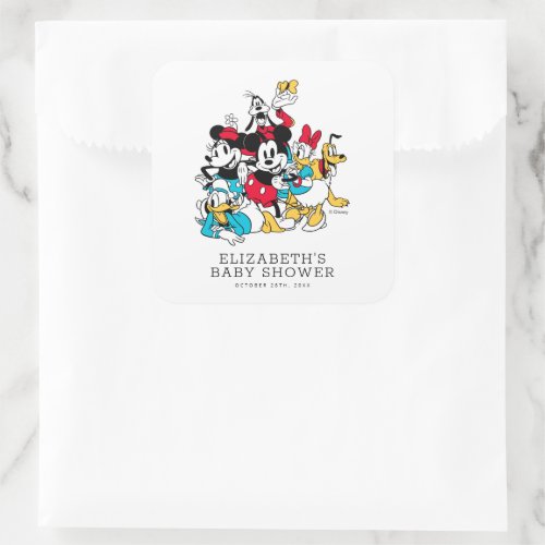 Disneys Mickey and Friends Baby Shower Square Sticker
