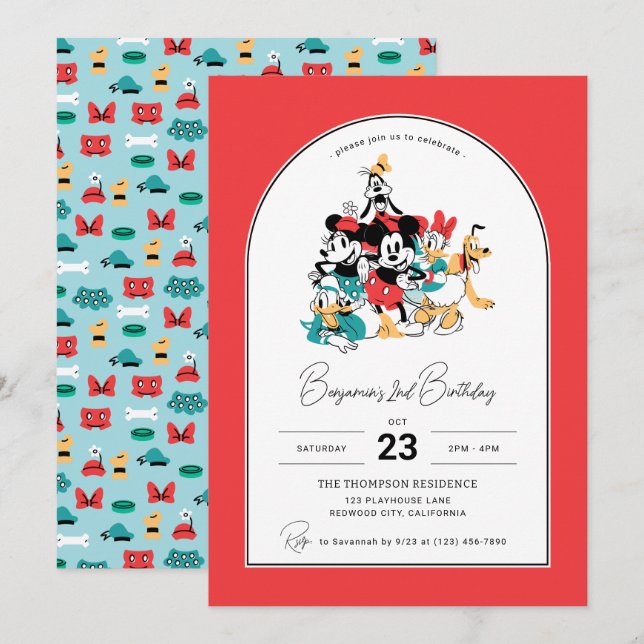 Disney's Mickey and Friends Kid's Birthday Invitation (Front/Back)