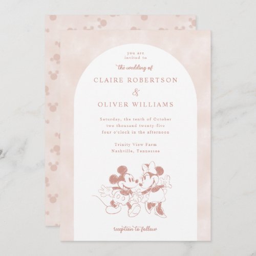 Disneys Mickey and Minnie Mouse Pink Wedding Invitation