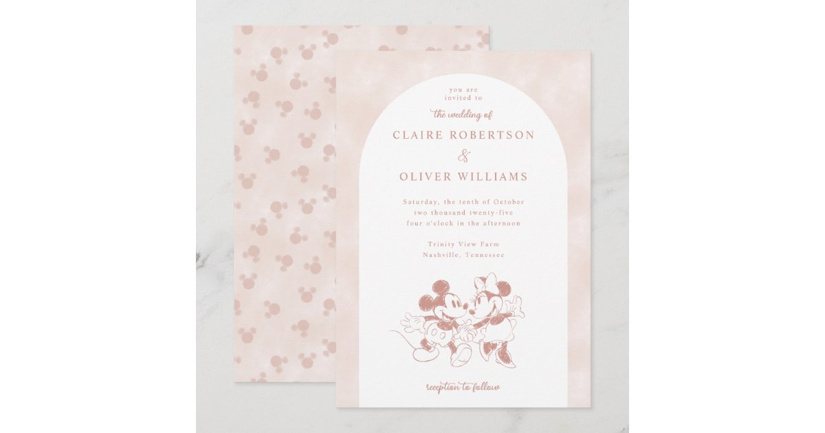 Disney's Mickey and Minnie Mouse Pink Wedding Invitation | Zazzle