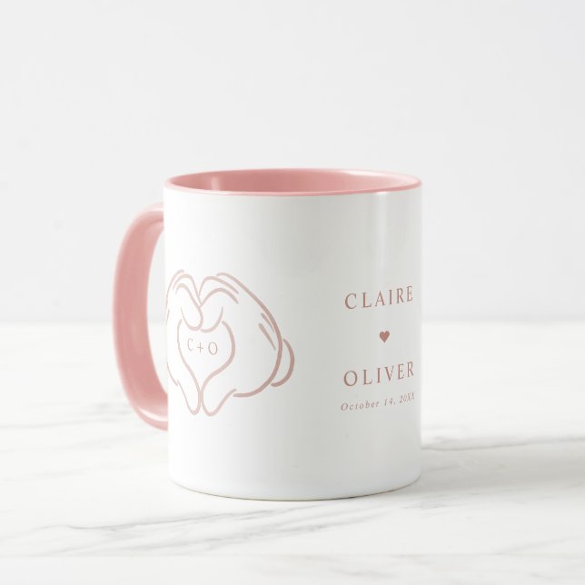 Disney's Mickey and Minnie Mouse Pink Wedding Mug (Front Left)