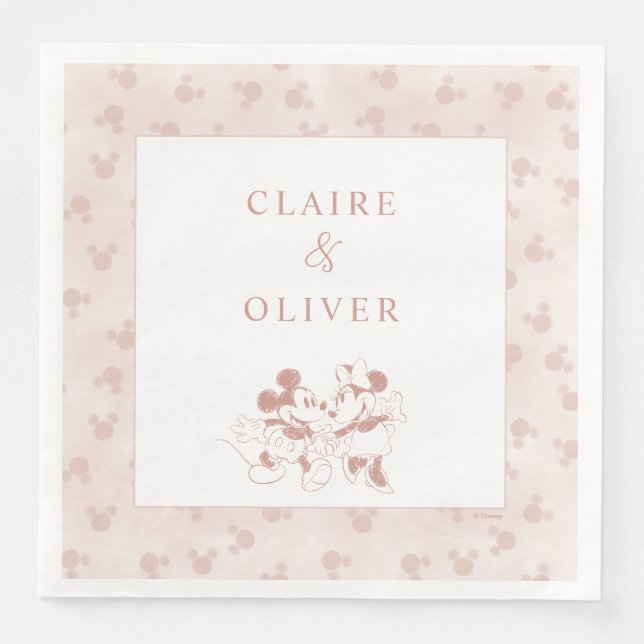 Disney's Mickey and Minnie Mouse Pink Wedding Paper Dinner Napkins (Front)
