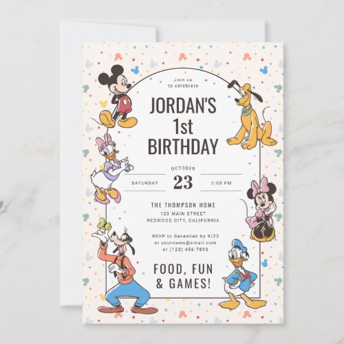 Disneys Mickey  Friends Character Birthday Invitation