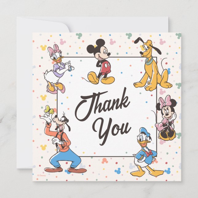 Disney's Mickey & Friends Character Birthday Thank You Card (Front)