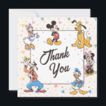 Disney's Mickey & Friends Character Birthday Thank You Card<br><div class="desc">This delightful Disney "Thank You" card features Mickey Mouse and his beloved friends in a vibrant and joyful design. The central "Thank You" text is elegantly scripted, surrounded by classic illustrations of Minnie Mouse, Donald Duck, Daisy Duck, Goofy, and Pluto, each displaying their signature cheerful poses. The background is sprinkled...</div>