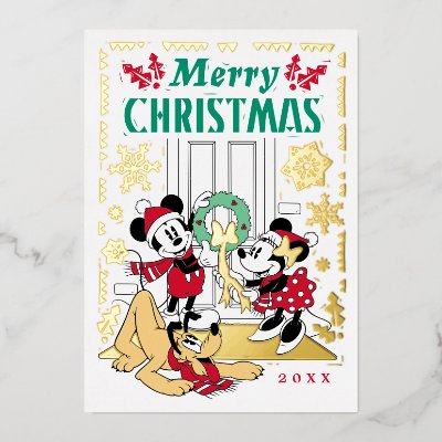 Disney's Mickey &amp; Friends Family Photo Foil Holiday Card