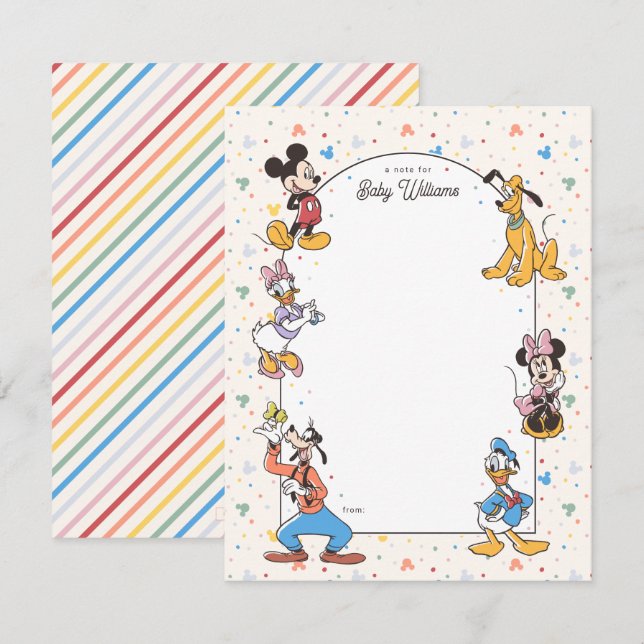 Disney's Mickey Mickey & Friends Baby Shower Note Card (Front/Back)