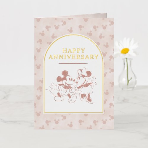 Disney's Mickey &amp; Minnie Mouse Pink Anniversary Foil Greeting Card