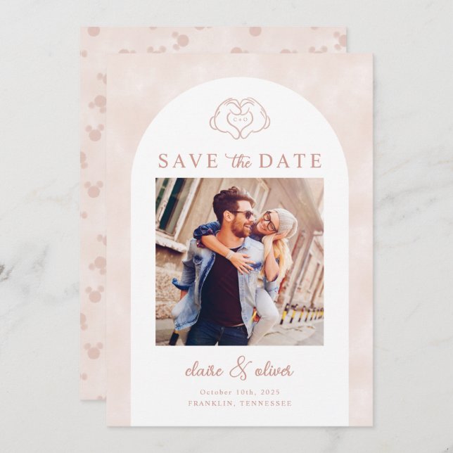 Disney's Mickey & Minnie Mouse Pink Save the Date Invitation (Front/Back)