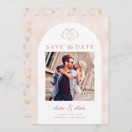 Disneys Mickey  Minnie Mouse Pink Save the Date Invitation