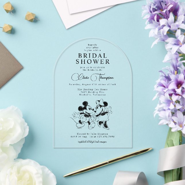 Disney's Mickey & Minnie Mouse SketchBridal Shower Acrylic Invitations (Insitu (Wedding))