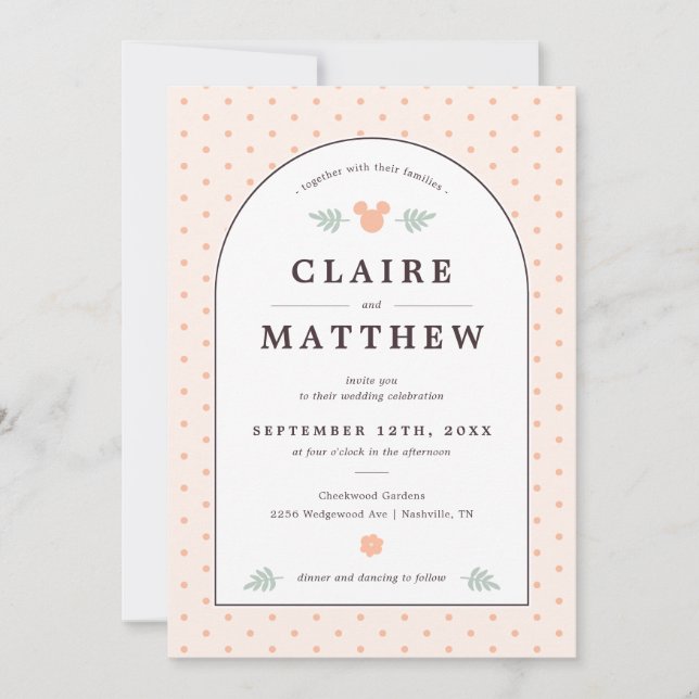 Disney's Mickey Mouse Love is in Bloom Wedding Invitation (Front)