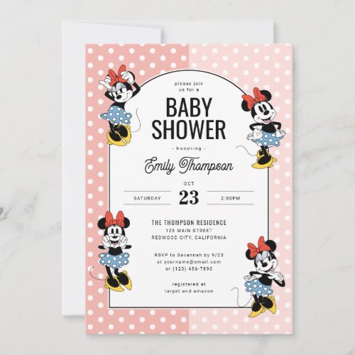 Disneys Minnie Mouse  Girl Baby Shower Invitation