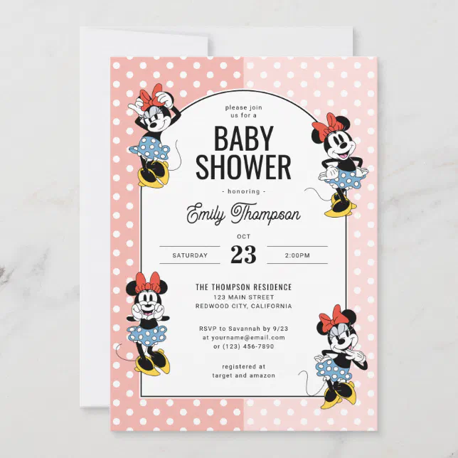 Disney's Minnie Mouse | Girl Baby Shower Invitation | Zazzle