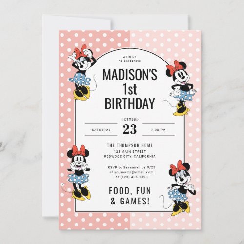 Disneys Minnie Mouse  Girl Birthday  Invitation