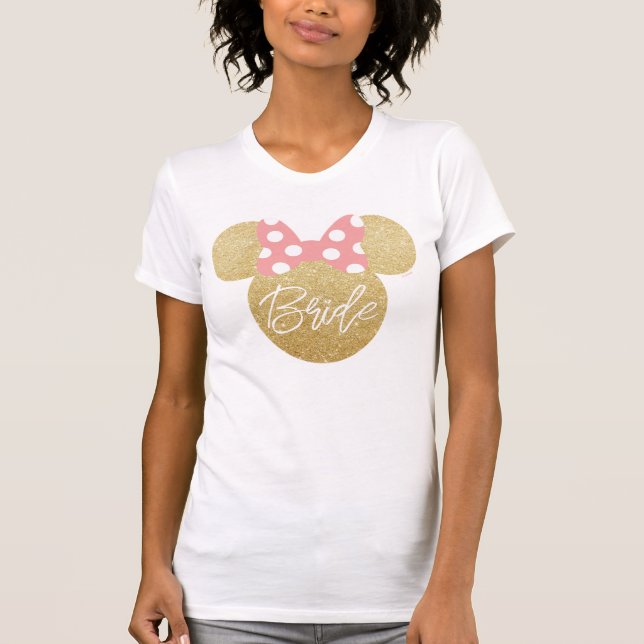Disney's Minnie Mouse Gold and Pink Bride T-Shirt (Front)