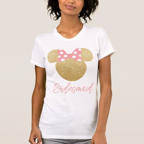 Disneys Minnie Mouse Gold and Pink Bridesmaid T_Shirt