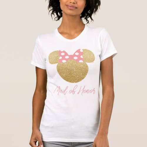 Disneys Minnie Mouse Gold and Pink Maid of Honor T_Shirt