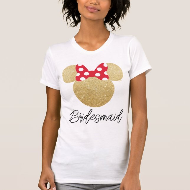 Disney's Minnie Mouse Gold and Red Bridesmaid T-Shirt (Front)